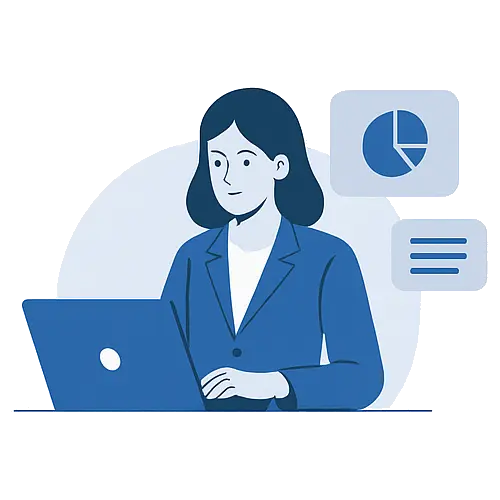 Illustration of woman at laptop